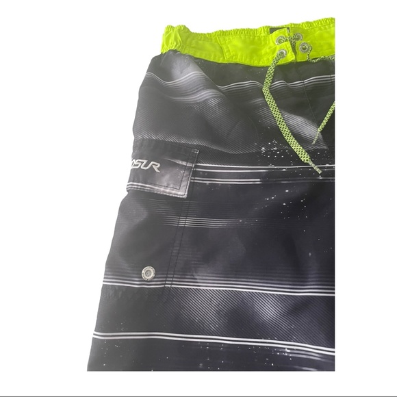 Swim Wear / Board Shorts • Boys Size Large (10/12) • Black • Neon Green • White - Picture 3 of 4